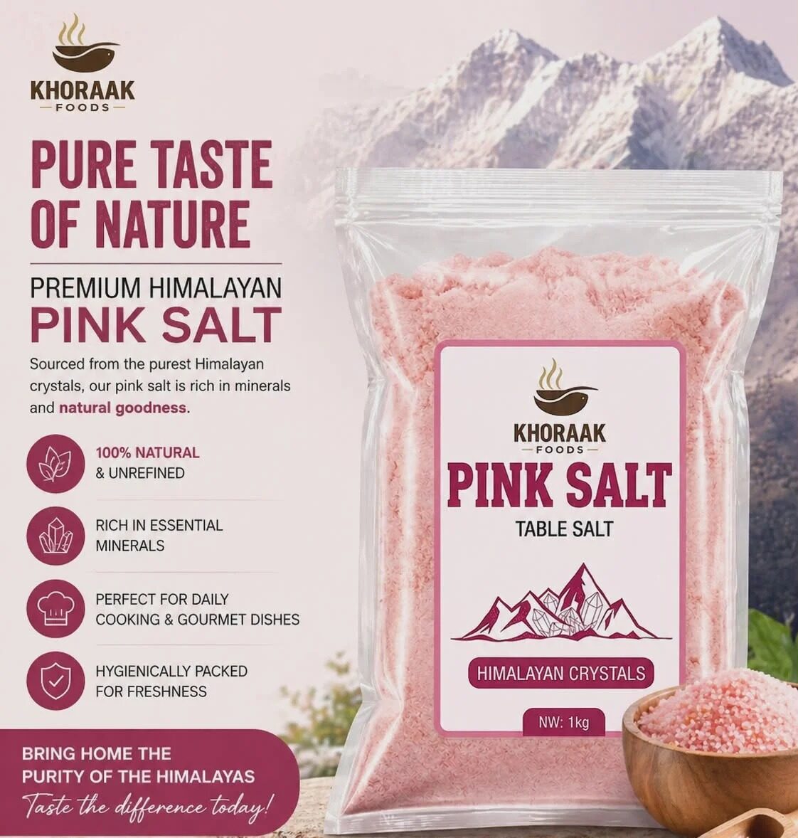 Home Pink Table Salt In Bulk Packing