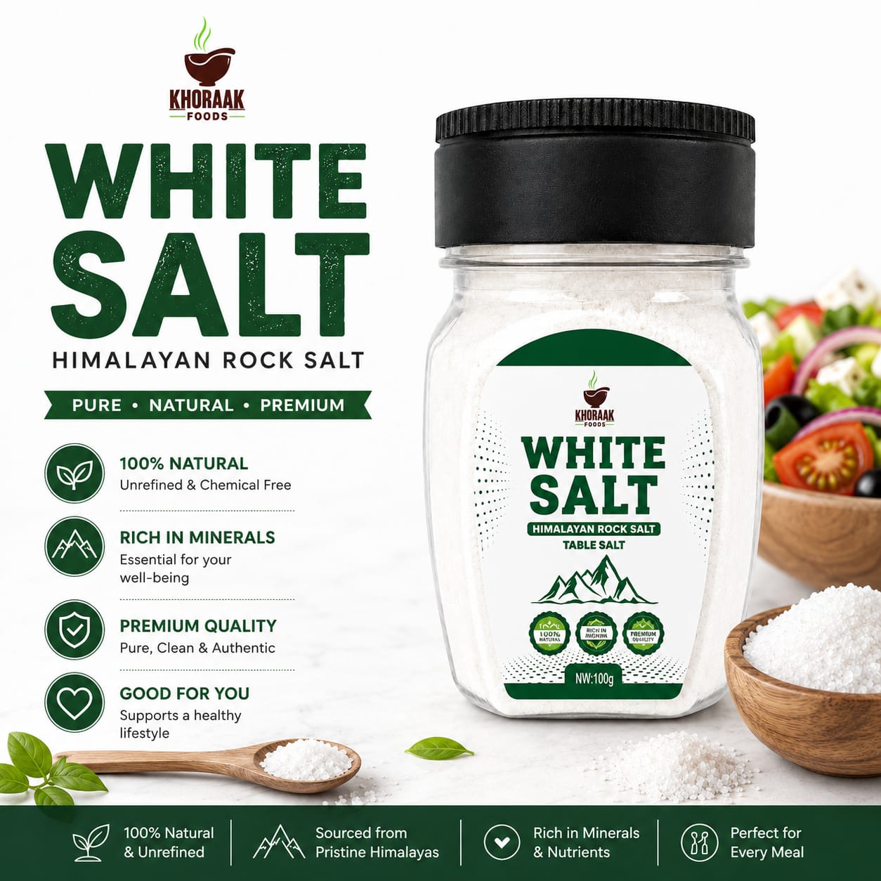 Khoraak Foods Himalayan White Table Salt 100g