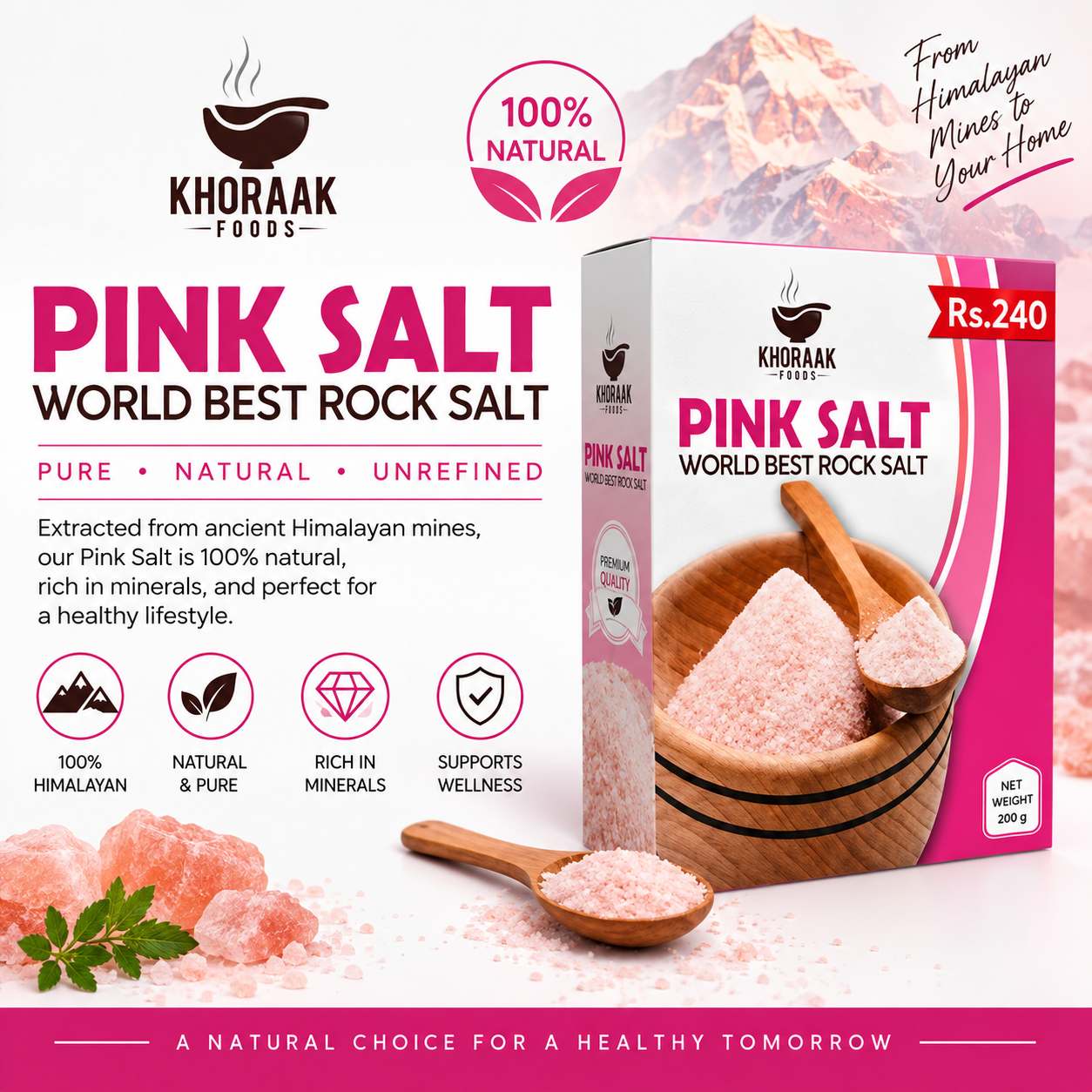 Himalyan pink salt 200g box . Bulk EXPORT.